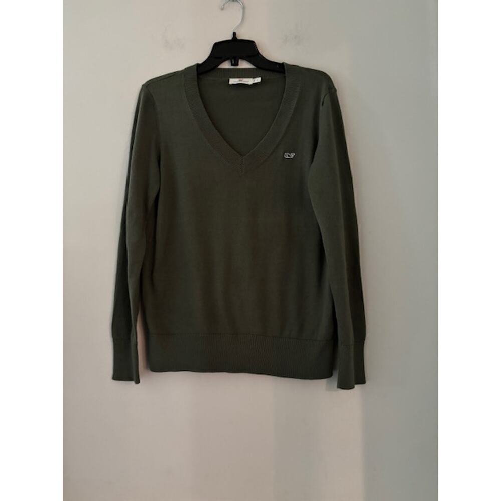 Vineyard Vines Heritage Cotton V-Neck Sweater Mens Small Green Preppy